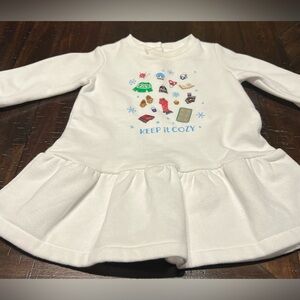 Ralph Lauren Baby Girl White Polo Fleece Crewneck Dress Size 6 months